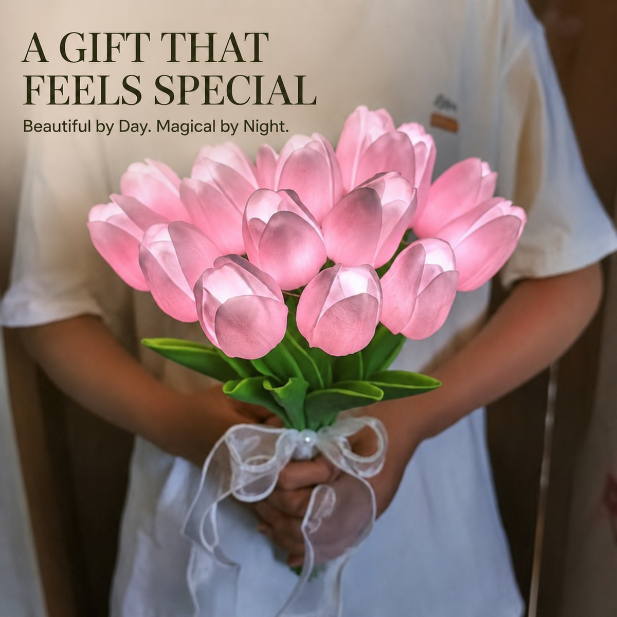Lunelia™ Radiant Tulip Glow Bouquet - 10 LED Flowers