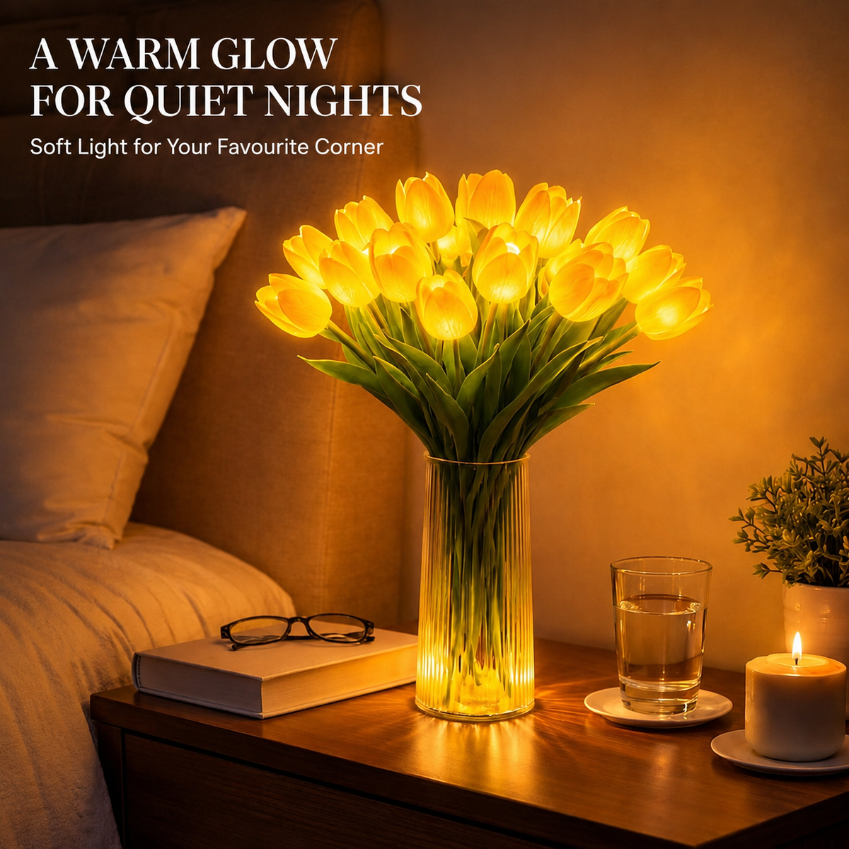 Lunelia™ Radiant Tulip Glow Bouquet - 10 LED Flowers