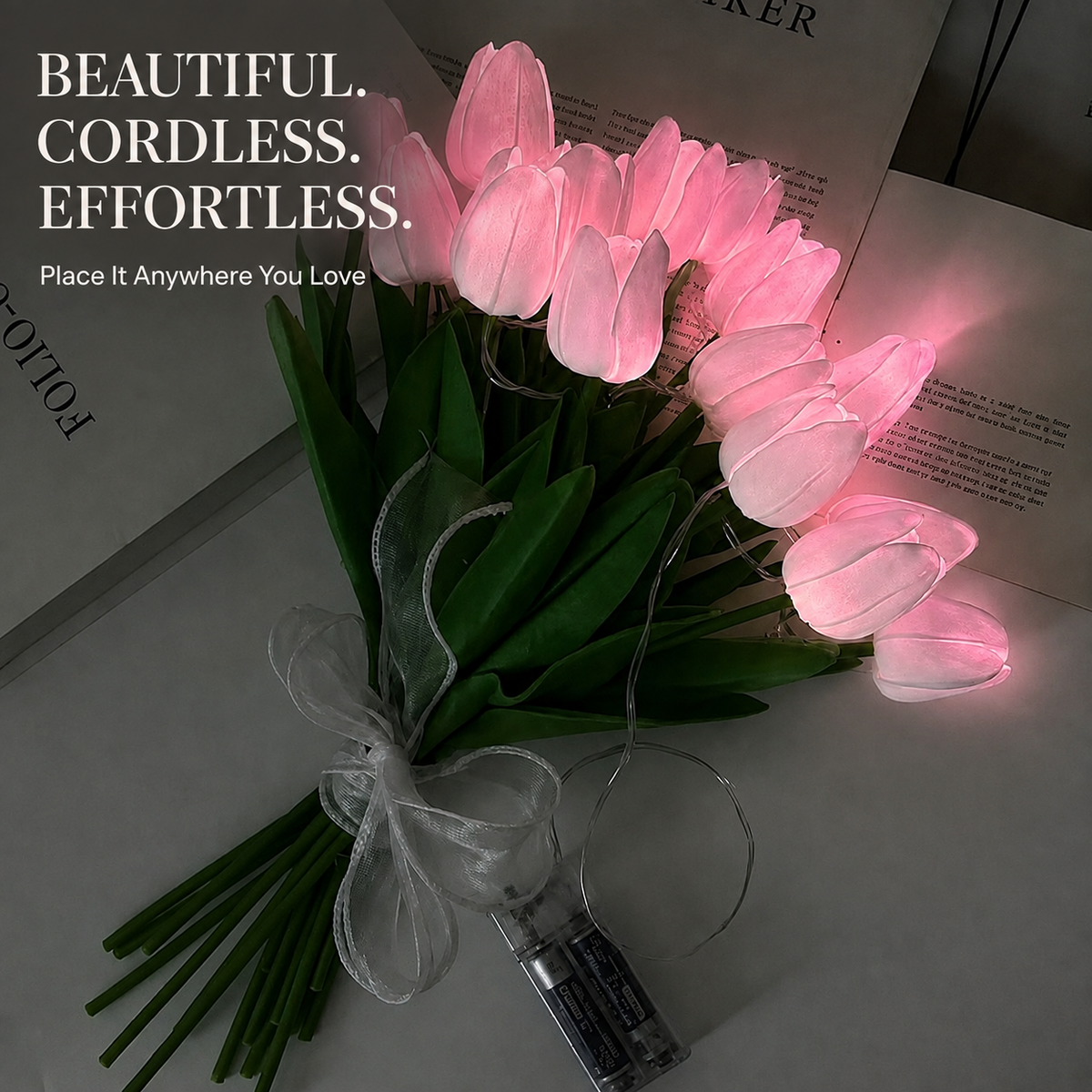 Lunelia™ Radiant Tulip Glow Bouquet - 10 LED Flowers