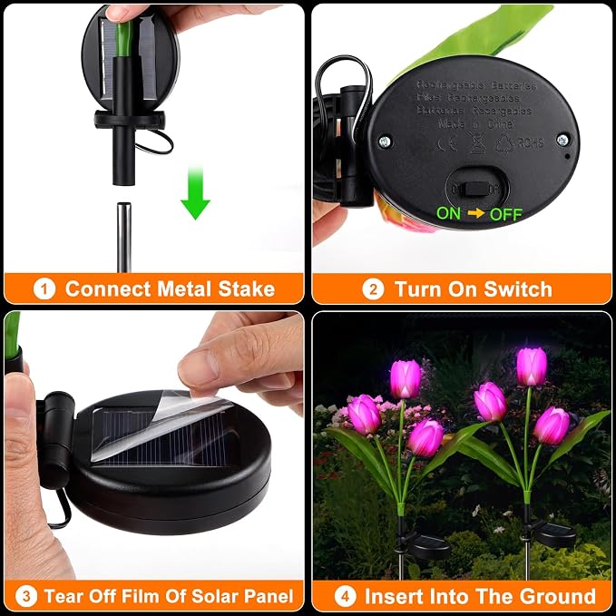 Lunelia™ Solar Tulip Lights – 3 stems with 12 glowing tulips
