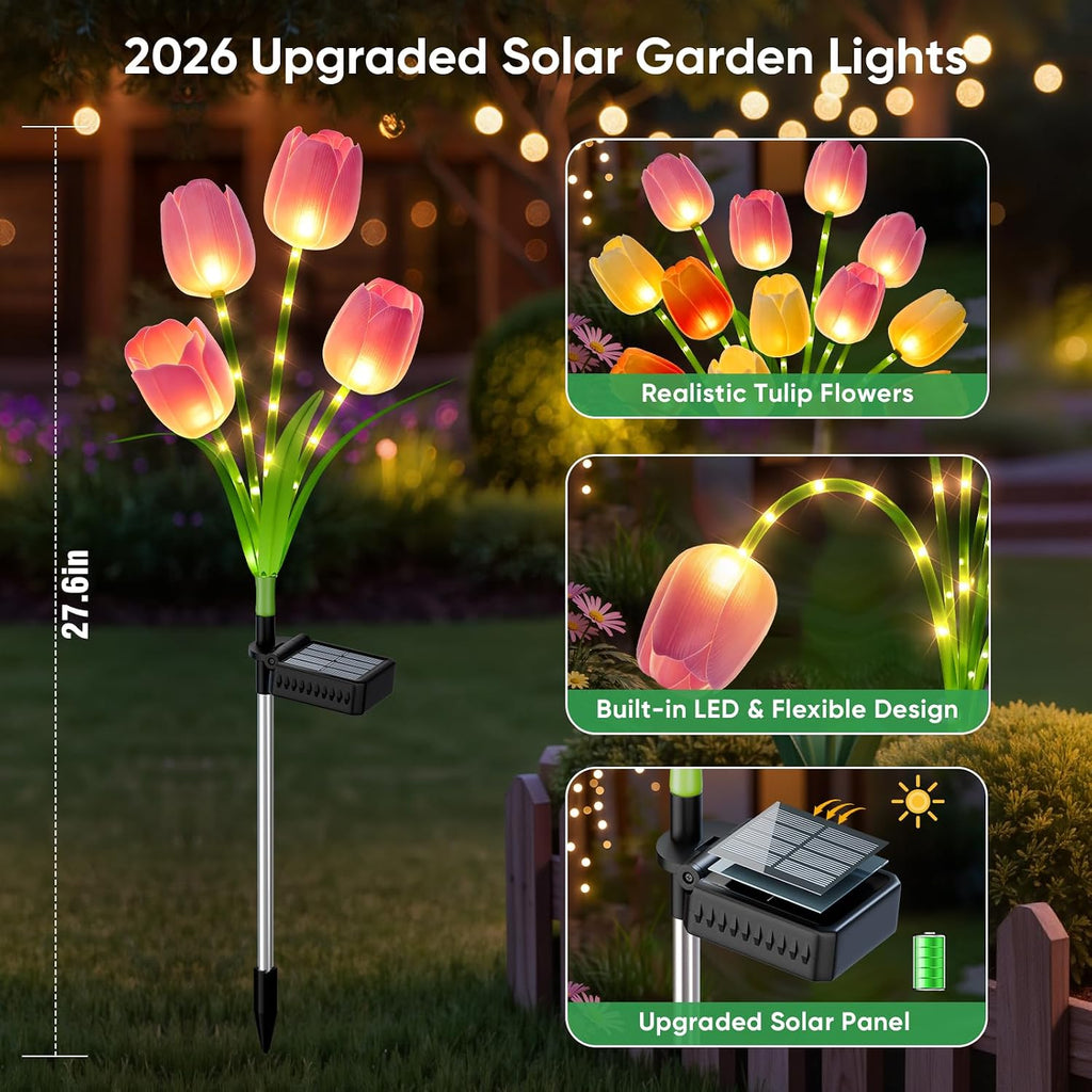 Lunelia™ Solar Tulip Lights – 3 stems with 12 glowing tulips