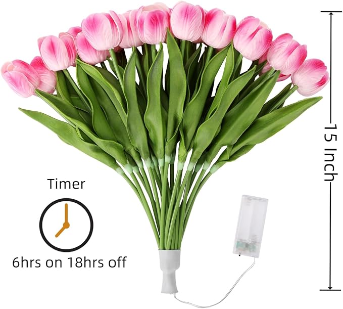 Lunelia™ Radiant Tulip Glow Bouquet – 10 LED Flowers