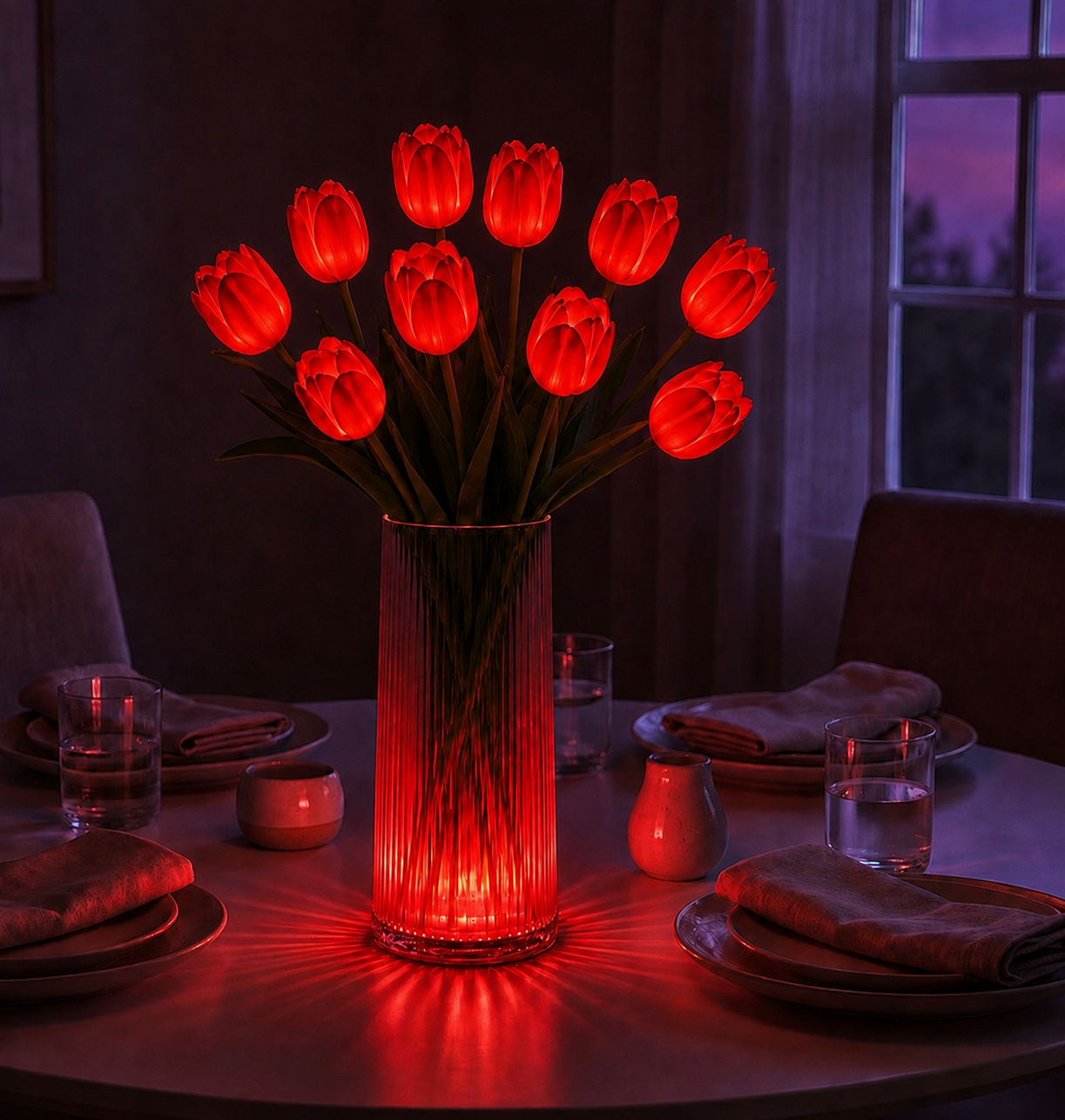 Lunelia™ Radiant Tulip Glow Bouquet – 10 LED Flowers