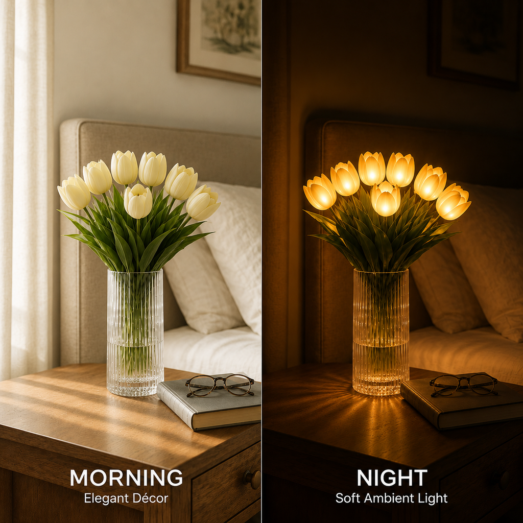 Lunelia™ Radiant Tulip Glow Bouquet – 10 LED Flowers