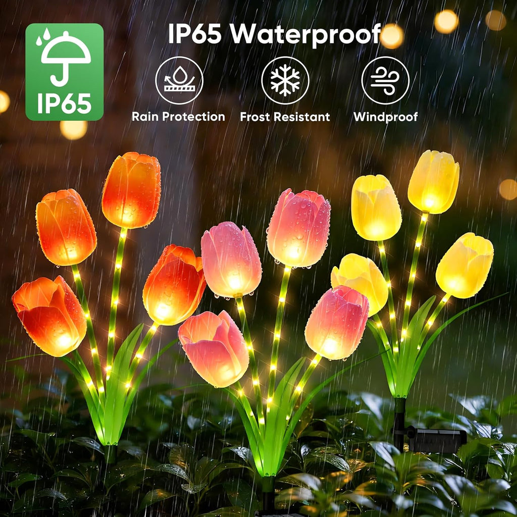 Lunelia™ Solar Tulip Lights – 3 stems with 12 glowing tulips