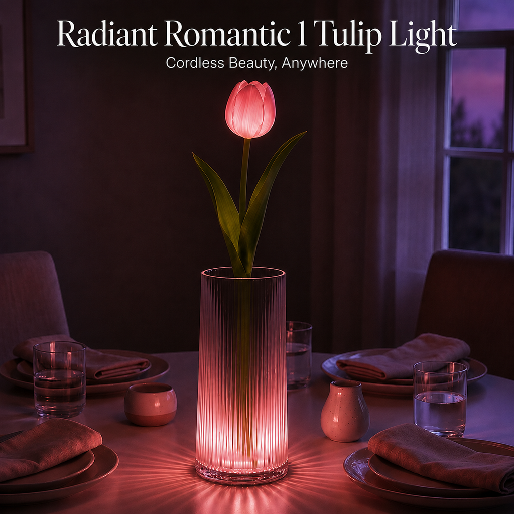 Lunelia™ Radiant Tulip Glow Bouquet – 1 LED Flowers