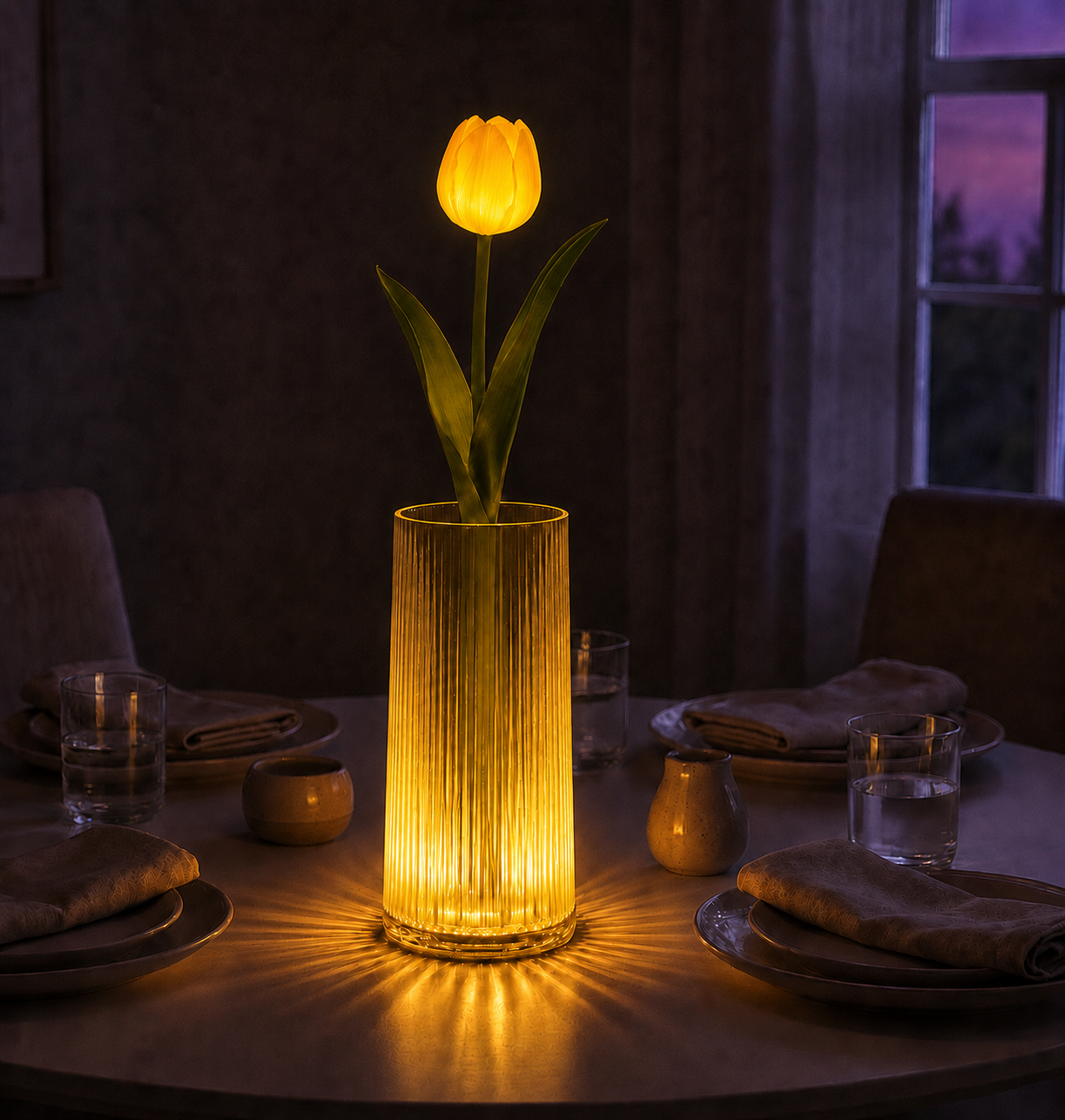 Lunelia™ Radiant Tulip Glow Bouquet – 1 LED Flowers