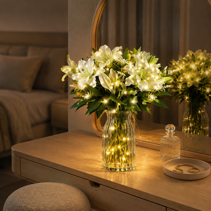 Lunelia™ Artificial Lily and Eucalyptus Arrangement bouquet LED light