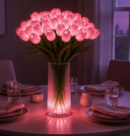 Lunelia™ Radiant Tulip Glow Bouquet – 10 LED Flowers