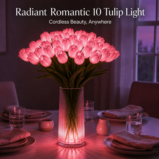 Lunelia™ Radiant Tulip Glow Bouquet - 10 LED Flowers