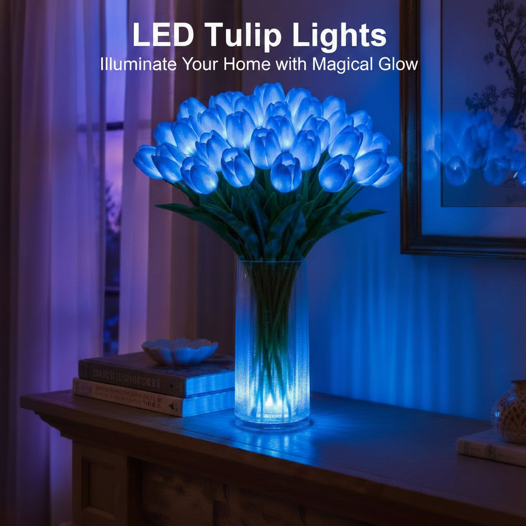 Lunelia™ Radiant Tulip Glow Bouquet - 10 LED Flowers