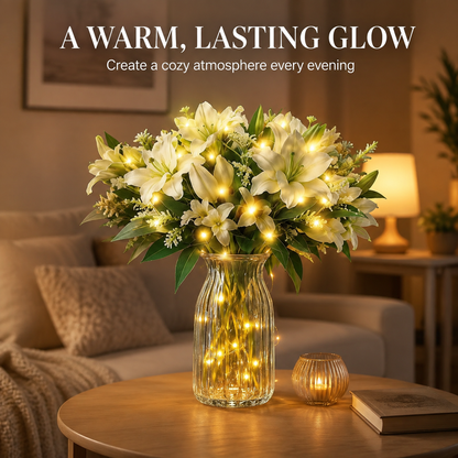 Lunelia™ Artificial Lily and Eucalyptus Arrangement bouquet LED light