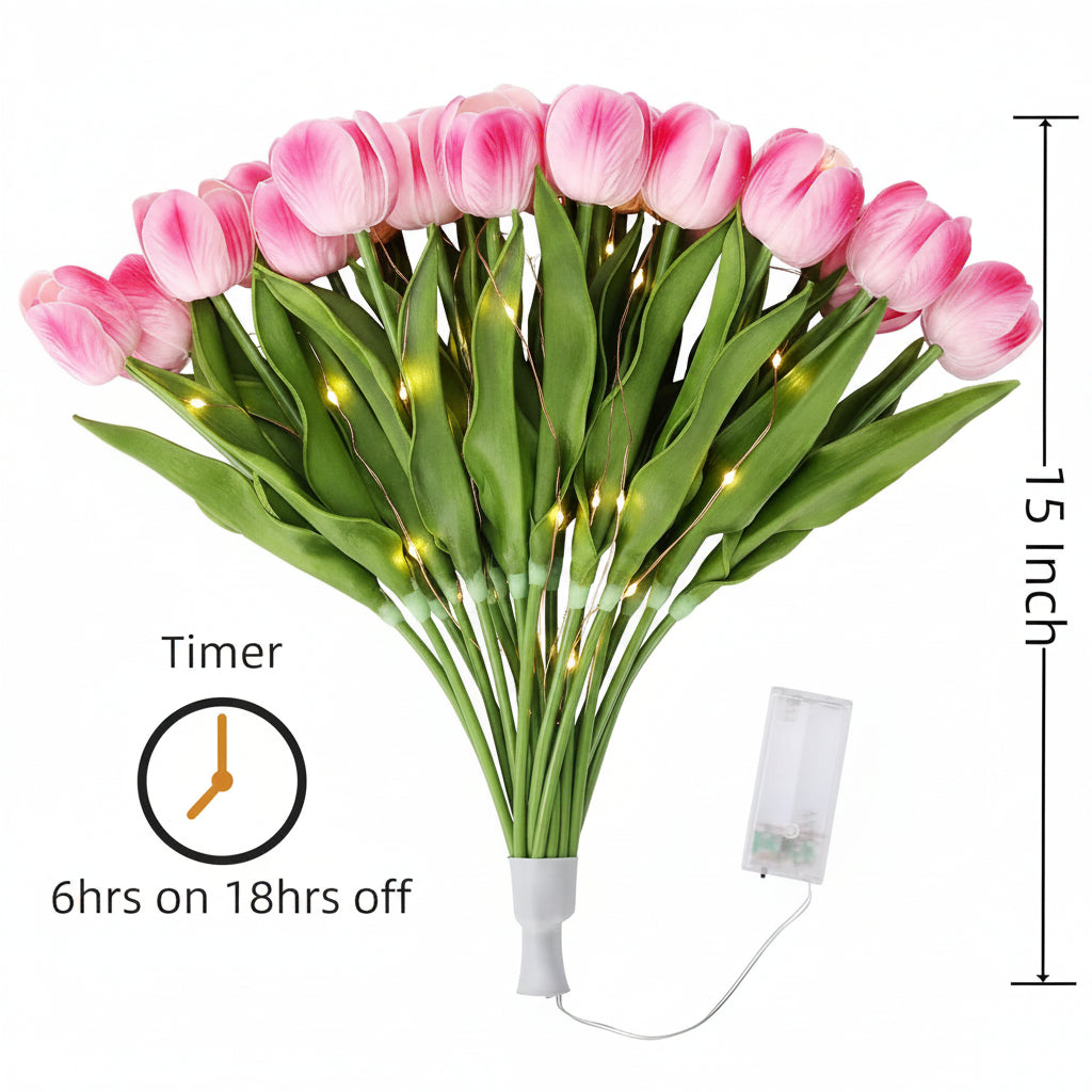 Lunelia™ Radiant Tulip Glow Bouquet - 10 LED Flowers
