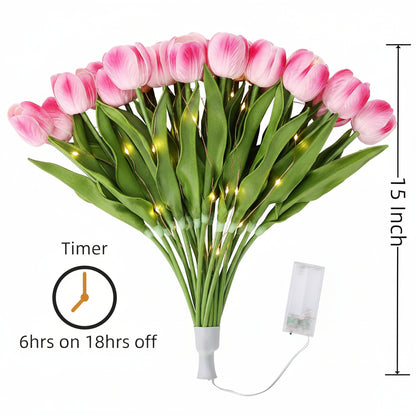 Lunelia™ Radiant Tulip Glow Bouquet - 10 LED Flowers