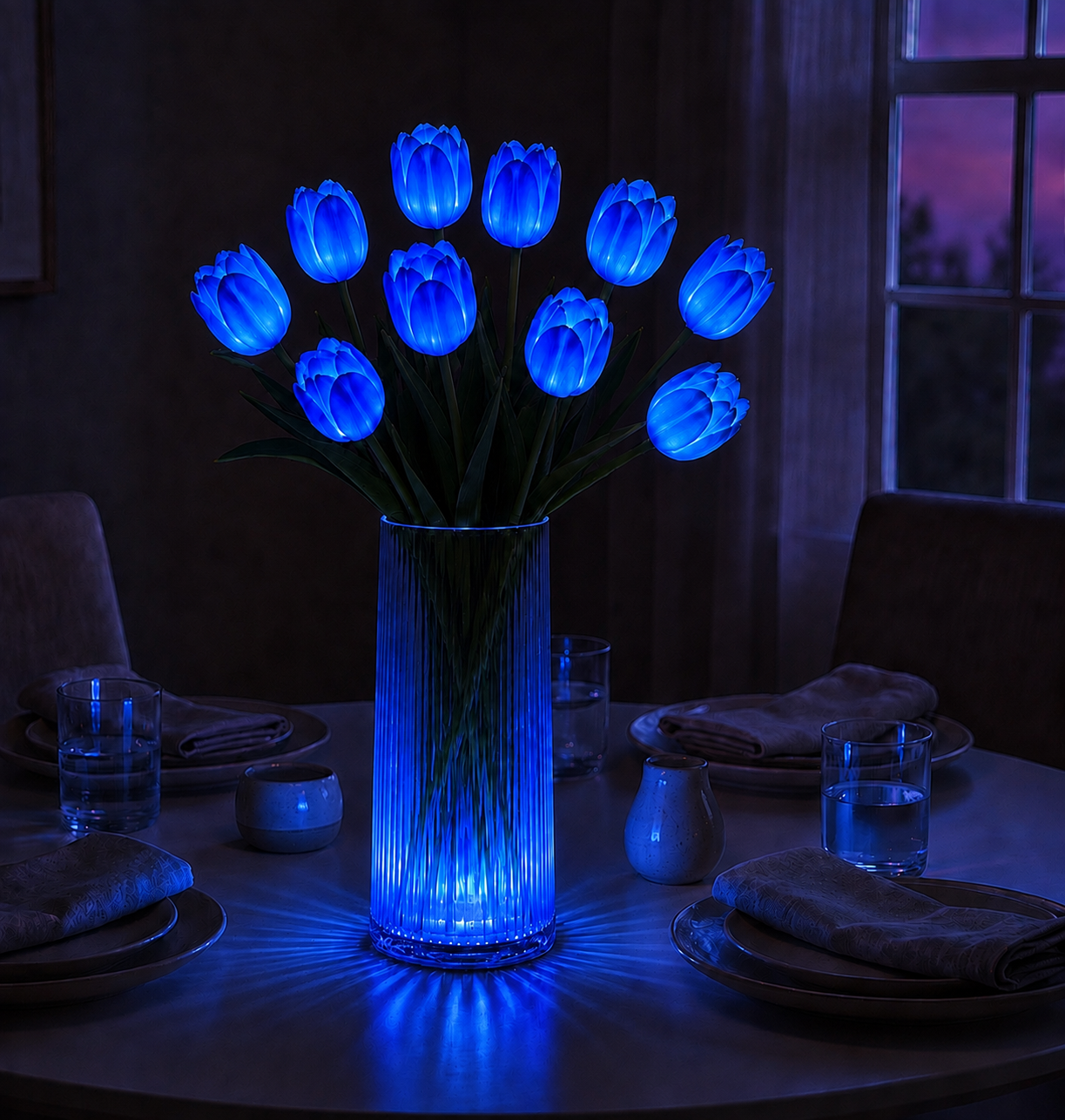 Lunelia™ Radiant Tulip Glow Bouquet – 10 LED Flowers