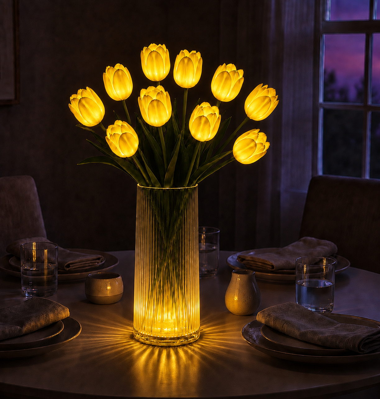 Lunelia™ Radiant Tulip Glow Bouquet – 10 LED Flowers