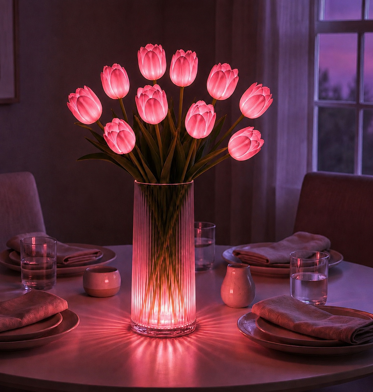 Lunelia™ Radiant Tulip Glow Bouquet – 10 LED Flowers