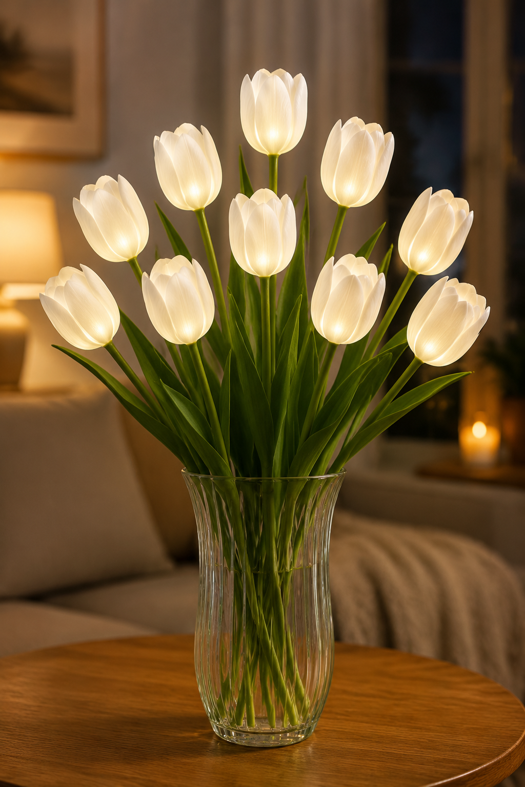 Lunelia™ Radiant Tulip Glow Bouquet – 10 LED Flowers